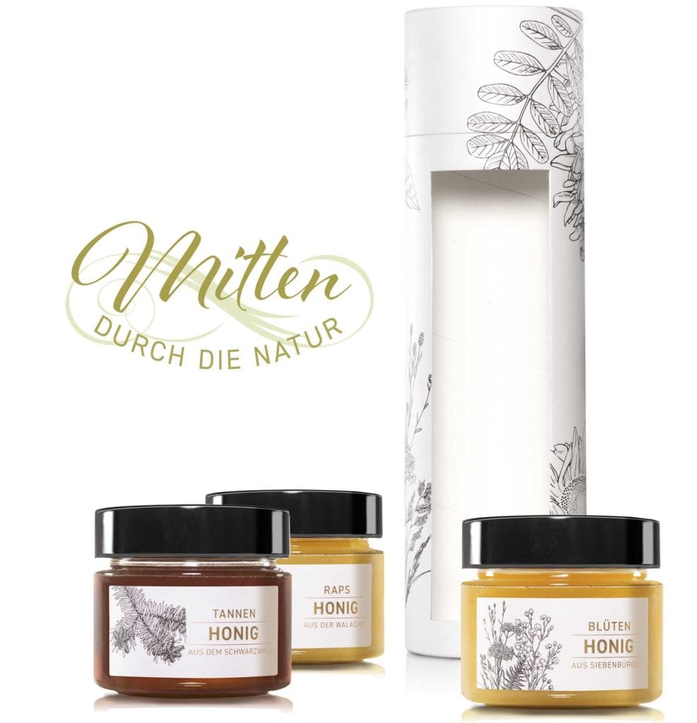 Tube «Mitten durch die Natur» Rapshonig, Tannenhonig und Blütenhonig